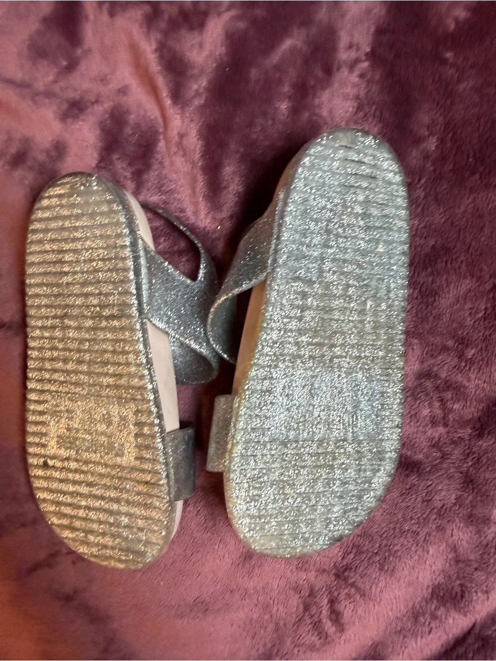 Mini Melissa Girls' Glitter Silver Sandals